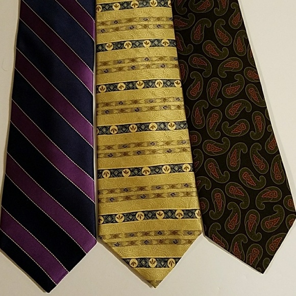 Men's Neckties 3 Tommy Hilfiger Van Heusen Polo by Ralph Lauren Purple Black - Picture 1 of 6